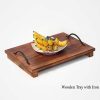 Wooden Tray with Iron Handle